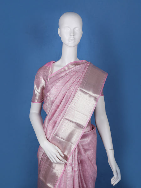 Pink Abstract Woven Pure Kanchipuram Silk Saree - Diadem