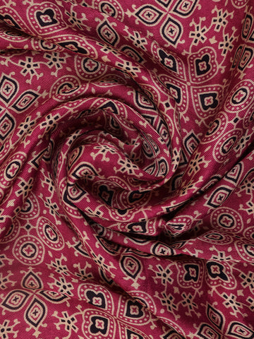 Pink Ajrak Print Mul Mul Cotton Saree - Diadem