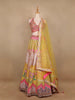 Pink And Yellow Floral Embroidery Semi Silk Bridesmaid Lehenga