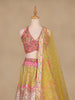 Pink And Yellow Floral Embroidery Semi Silk Bridesmaid Lehenga