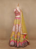 Pink And Yellow Floral Embroidery Semi Silk Bridesmaid Lehenga