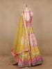 Pink And Yellow Floral Embroidery Semi Silk Bridesmaid Lehenga