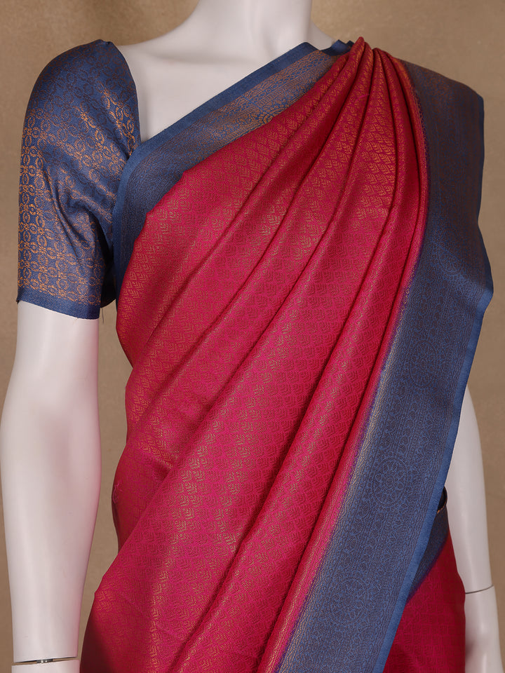 Pink Butta Design Zari Weaving Soft Silk Saree - Diadem