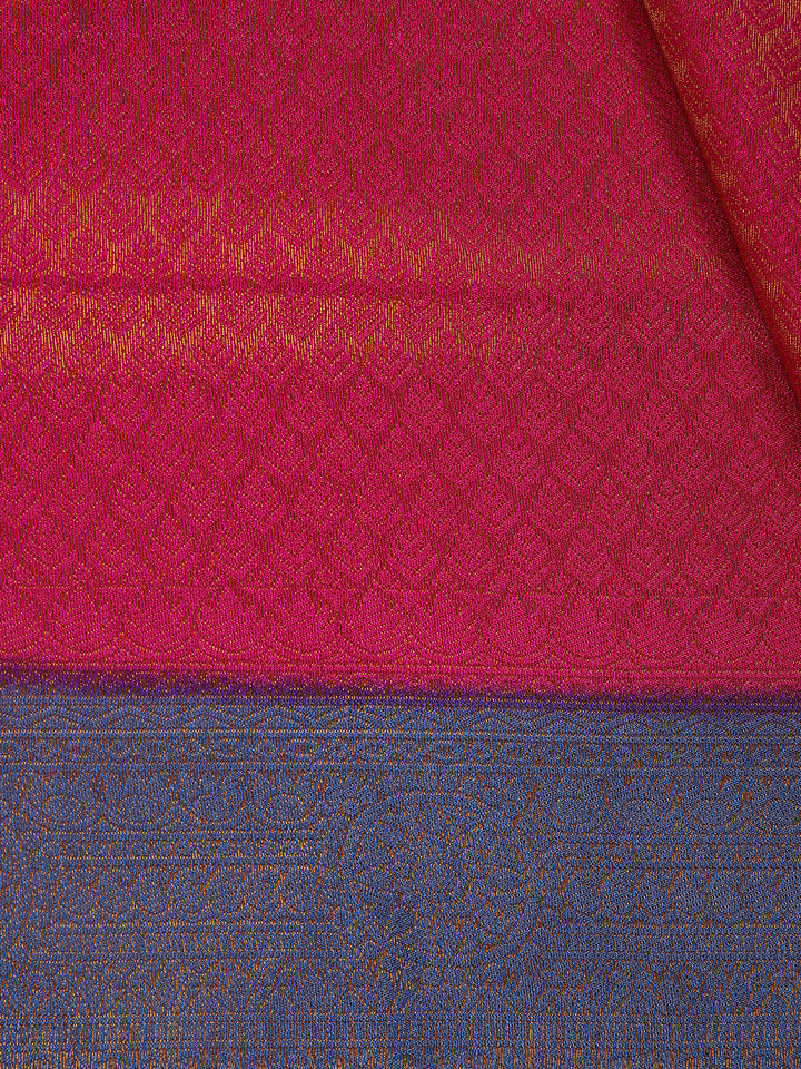 Pink Butta Design Zari Weaving Soft Silk Saree - Diadem
