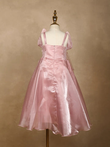 Pink Butterfly Designed Party Gown for Girls - Diadem