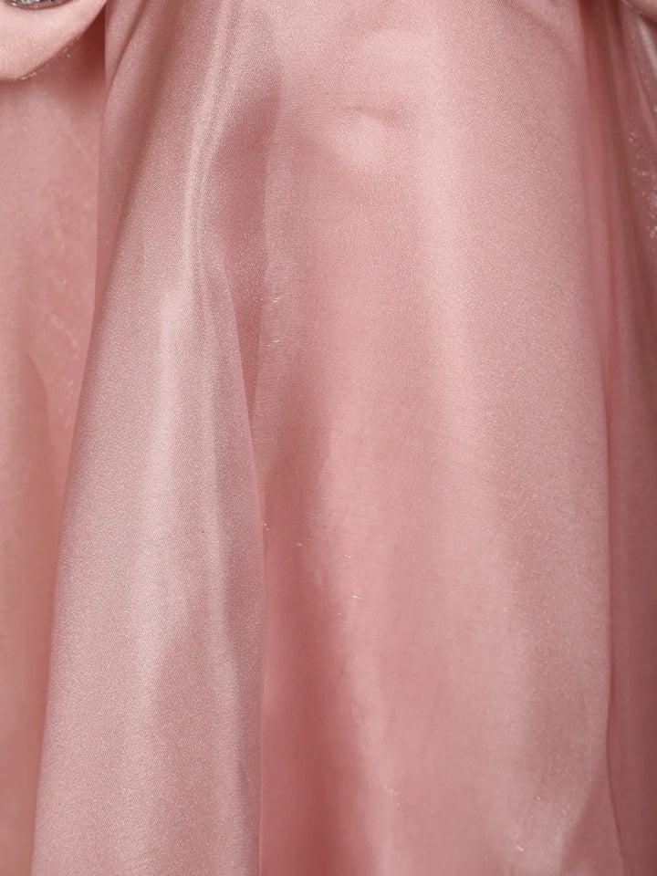 Pink Butterfly Designed Party Gown for Girls - Diadem
