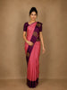 Pink Checked Woven Pure Kanchipuram Silk Saree