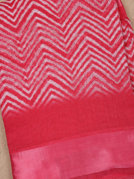 Pink Chevron Designed Fancy Cotton Saree - Diadem
