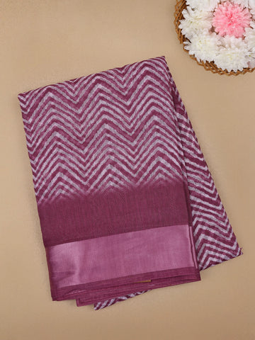 Pink Chevron Designed Fancy Cotton Saree - Diadem