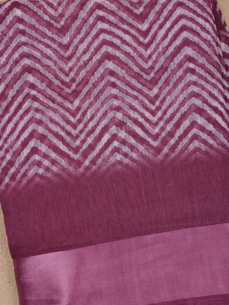 Pink Chevron Designed Fancy Cotton Saree - Diadem