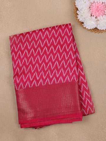 Pink Chevron Designed Fancy Cotton Saree - Diadem