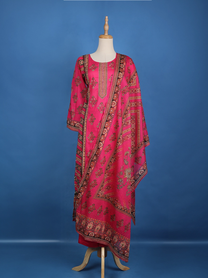 Pink Diamond Designed Cotton Salwar Suit - Diadem