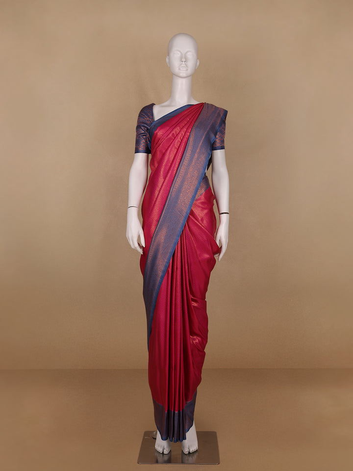 Pink Diamond Pattern Zari Weaving Soft Silk Saree - Diadem