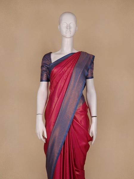 Pink Diamond Pattern Zari Weaving Soft Silk Saree - Diadem