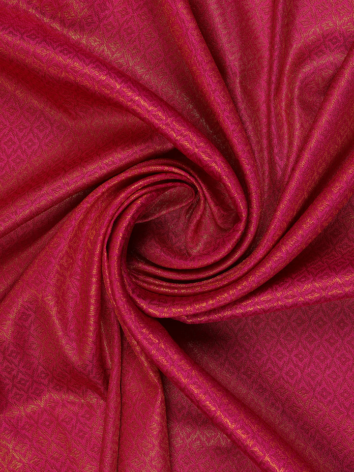 Pink Diamond Pattern Zari Weaving Soft Silk Saree - Diadem