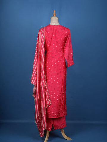 Pink Dotted Printed Semi Silk Salwar Suit - Diadem
