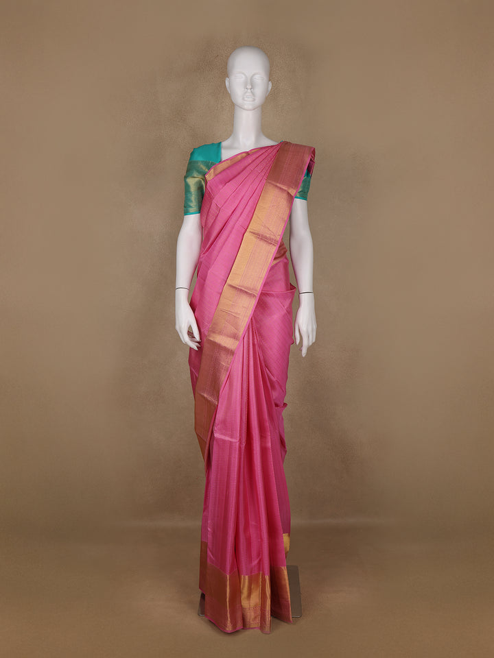 Pink Dotted Zari Weave Pure Kanchipuram Silk Saree - Diadem