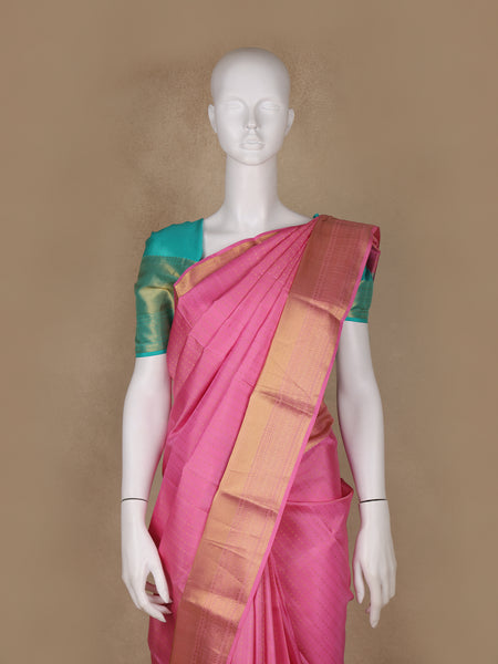 Pink Dotted Zari Weave Pure Kanchipuram Silk Saree - Diadem