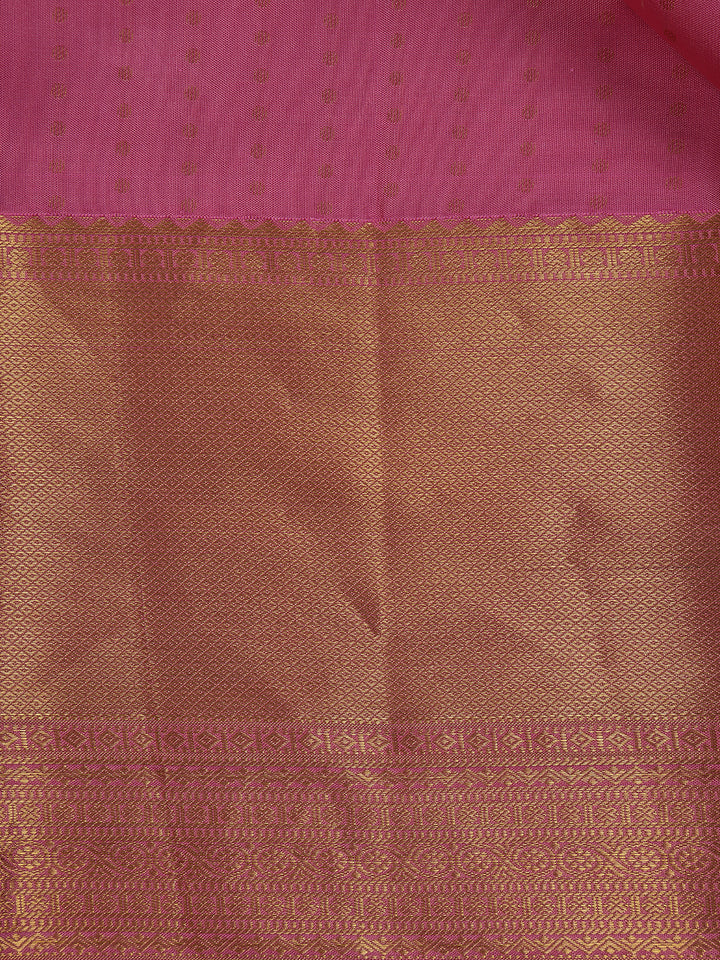 Pink Dotted Zari Weave Pure Kanchipuram Silk Saree - Diadem