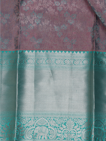 Pink Dual Shade Floral Woven Pure Kanchipuram Silk Saree - Diadem