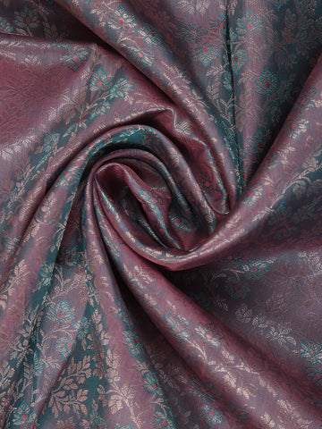 Pink Dual Shade Floral Woven Pure Kanchipuram Silk Saree - Diadem