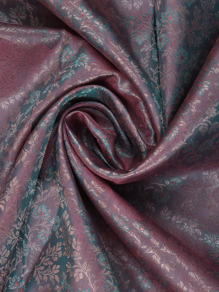 Pink Dual Shade Floral Woven Pure Kanchipuram Silk Saree - Diadem
