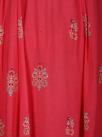 Pink Floral And Paisley Prints Cotton Straight Cut Salwar Suit - Diadem