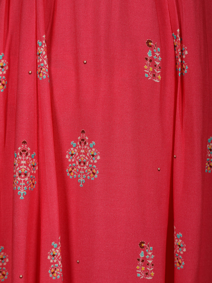 Pink Floral And Paisley Prints Cotton Straight Cut Salwar Suit - Diadem