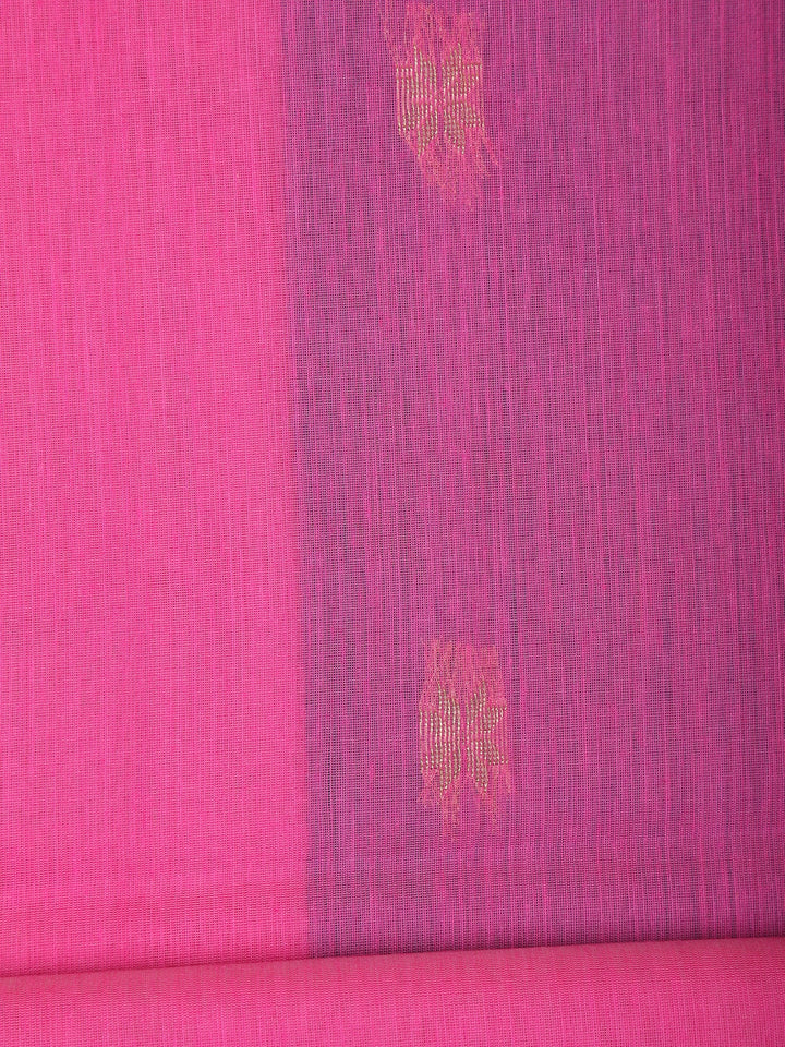 Pink Floral Butta Fancy Cotton Saree - Diadem