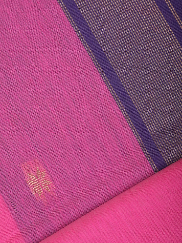 Pink Floral Butta Fancy Cotton Saree - Diadem