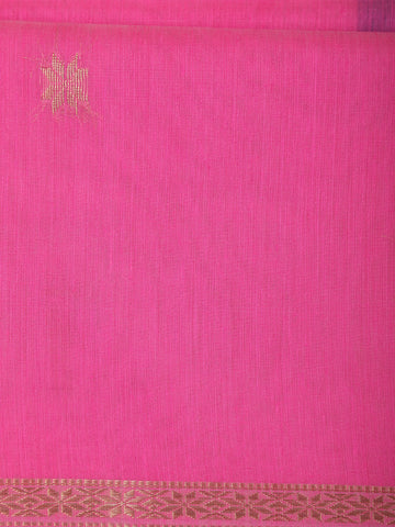 Pink Floral Butta Fancy Cotton Saree - Diadem
