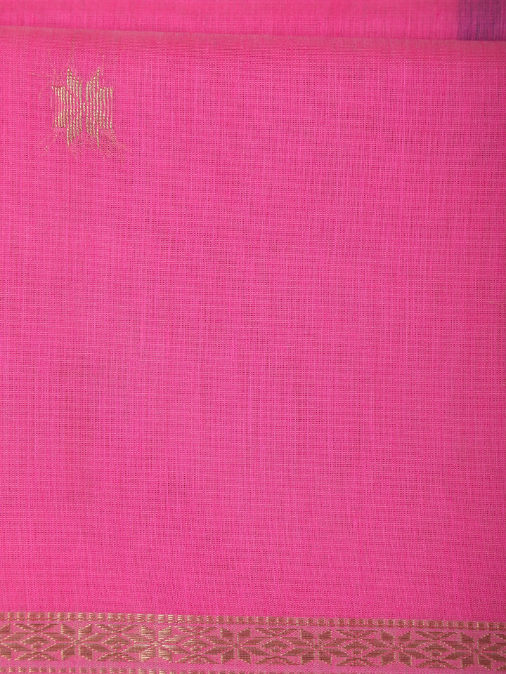 Pink Floral Butta Fancy Cotton Saree - Diadem
