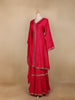 Pink Floral Buttis Semi Silk Sharara Salwar Suit