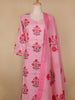 Pink Floral Designed Cotton Salwar Suit - Diadem
