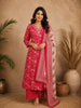 Pink Floral Design Cotton Salwar Suit with Dupatta