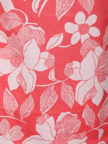 Pink Floral Design Printed Cotton Salwar Suit - Diadem
