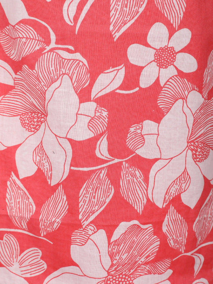 Pink Floral Design Printed Cotton Salwar Suit - Diadem