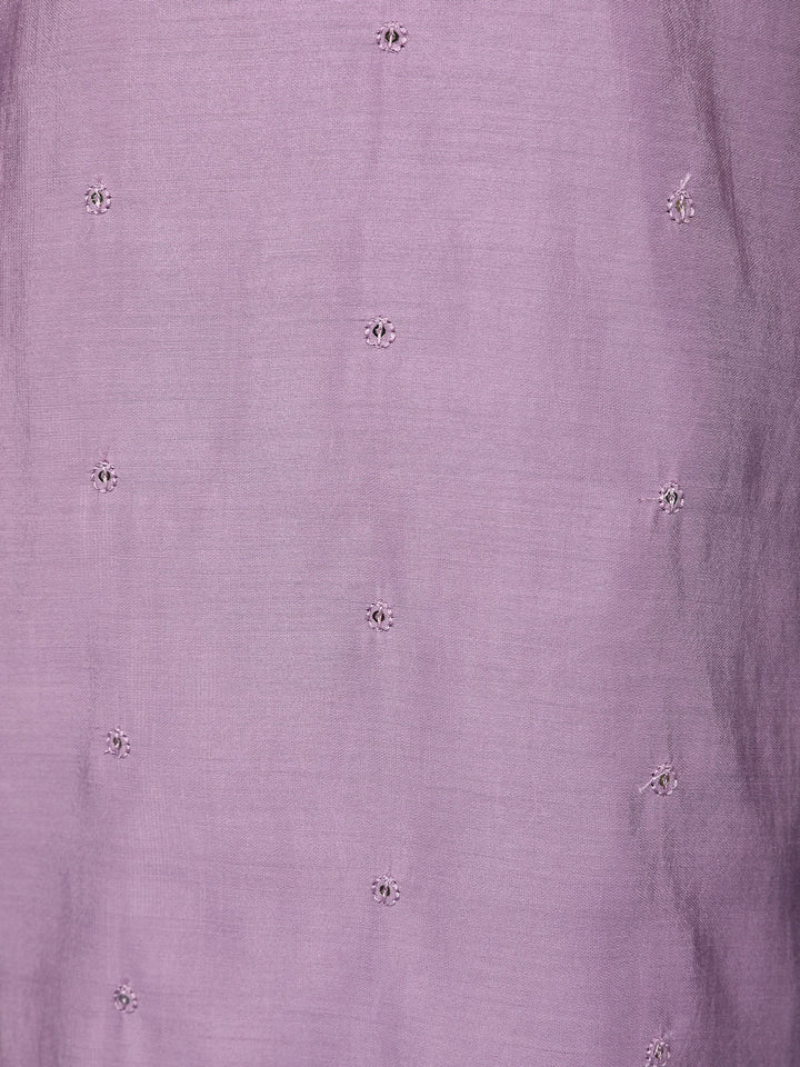 Muted Lavender Floral Design Printed Cotton Salwar Suit - Diadem