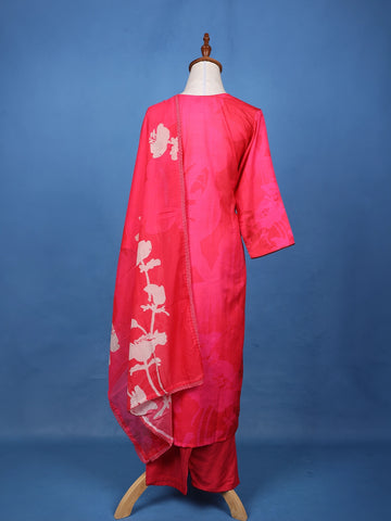 Pink Floral Design Printed Georgette Salwar Suit - Diadem