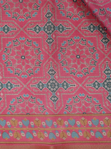 Pink Floral Designed Semi Silk Saree - Diadem