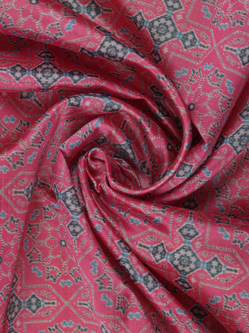 Pink Floral Designed Semi Silk Saree - Diadem