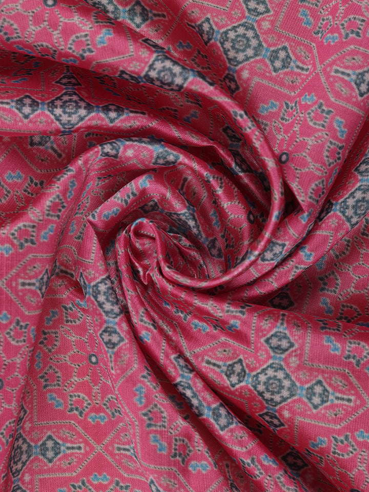Pink Floral Designed Semi Silk Saree - Diadem