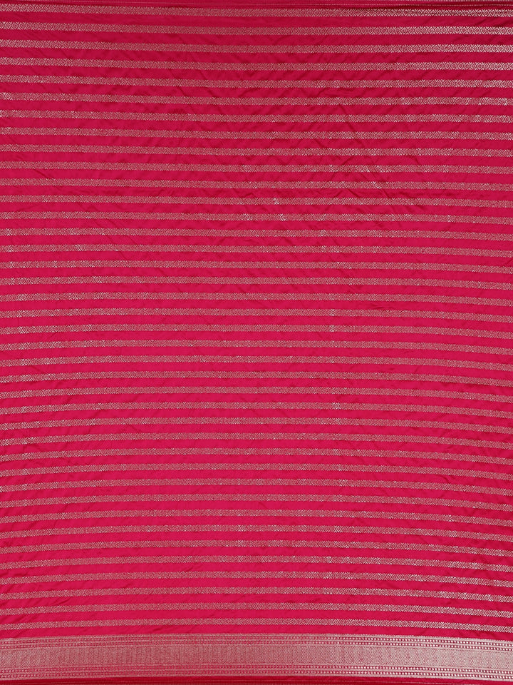 Pink Floral Designed Banarasi Silk Saree - Diadem