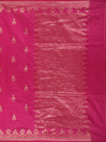 Pink Floral Designed Banarasi Silk Saree - Diadem