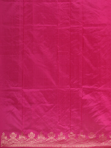 Pink Floral Designed Banarasi Silk Saree - Diadem