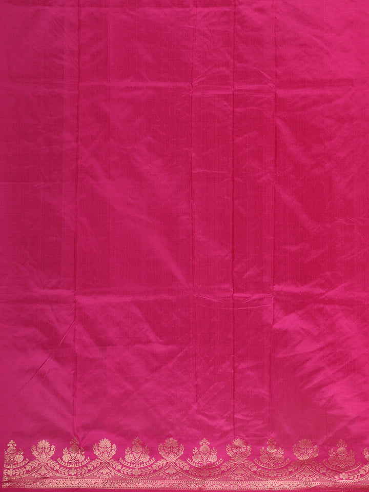 Pink Floral Designed Banarasi Silk Saree - Diadem