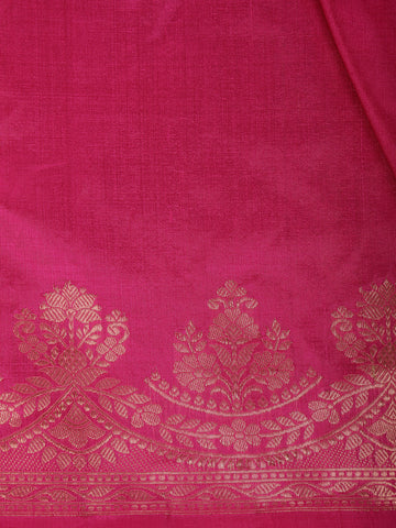 Pink Floral Designed Banarasi Silk Saree - Diadem