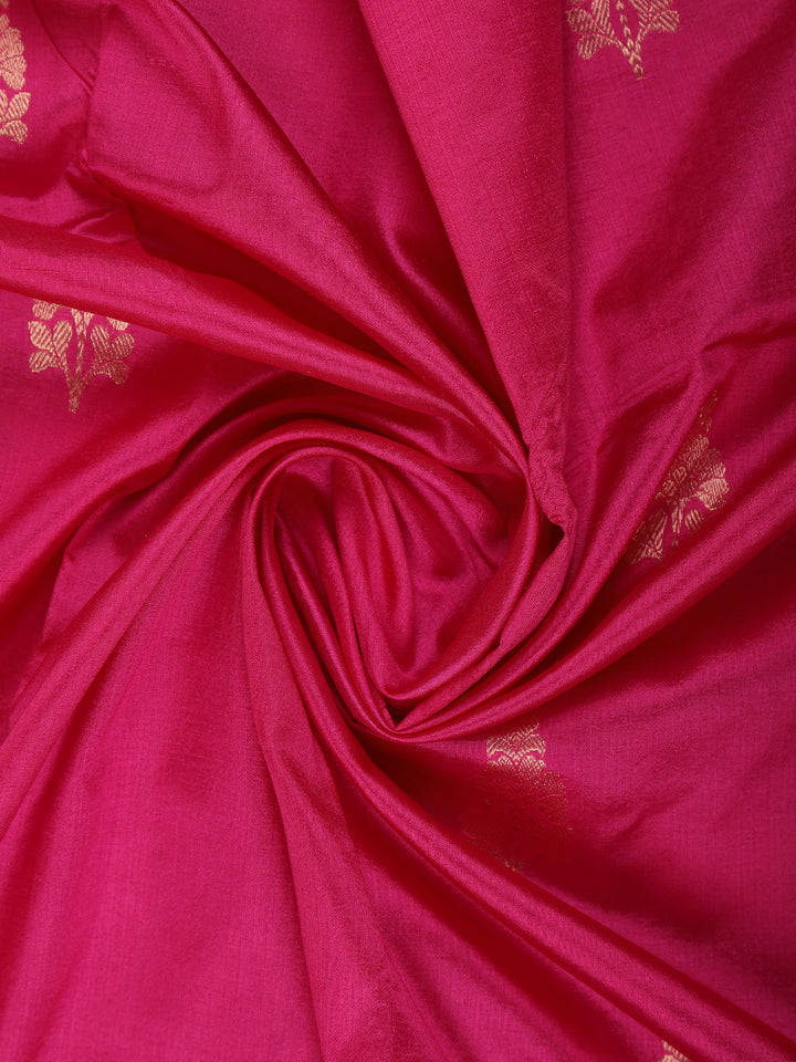 Pink Floral Designed Banarasi Silk Saree - Diadem