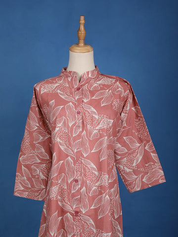 Pink Floral Designed Cotton Kurti - Diadem
