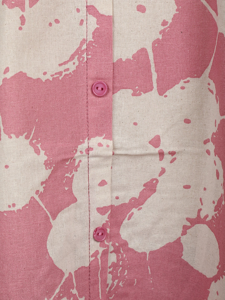 Pink Floral Designed Cotton Kurti - Diadem